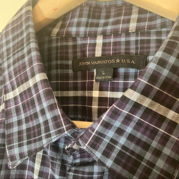 NWOT John Varvatos grid plaid checkered button down shirt - Picture 2 of 6